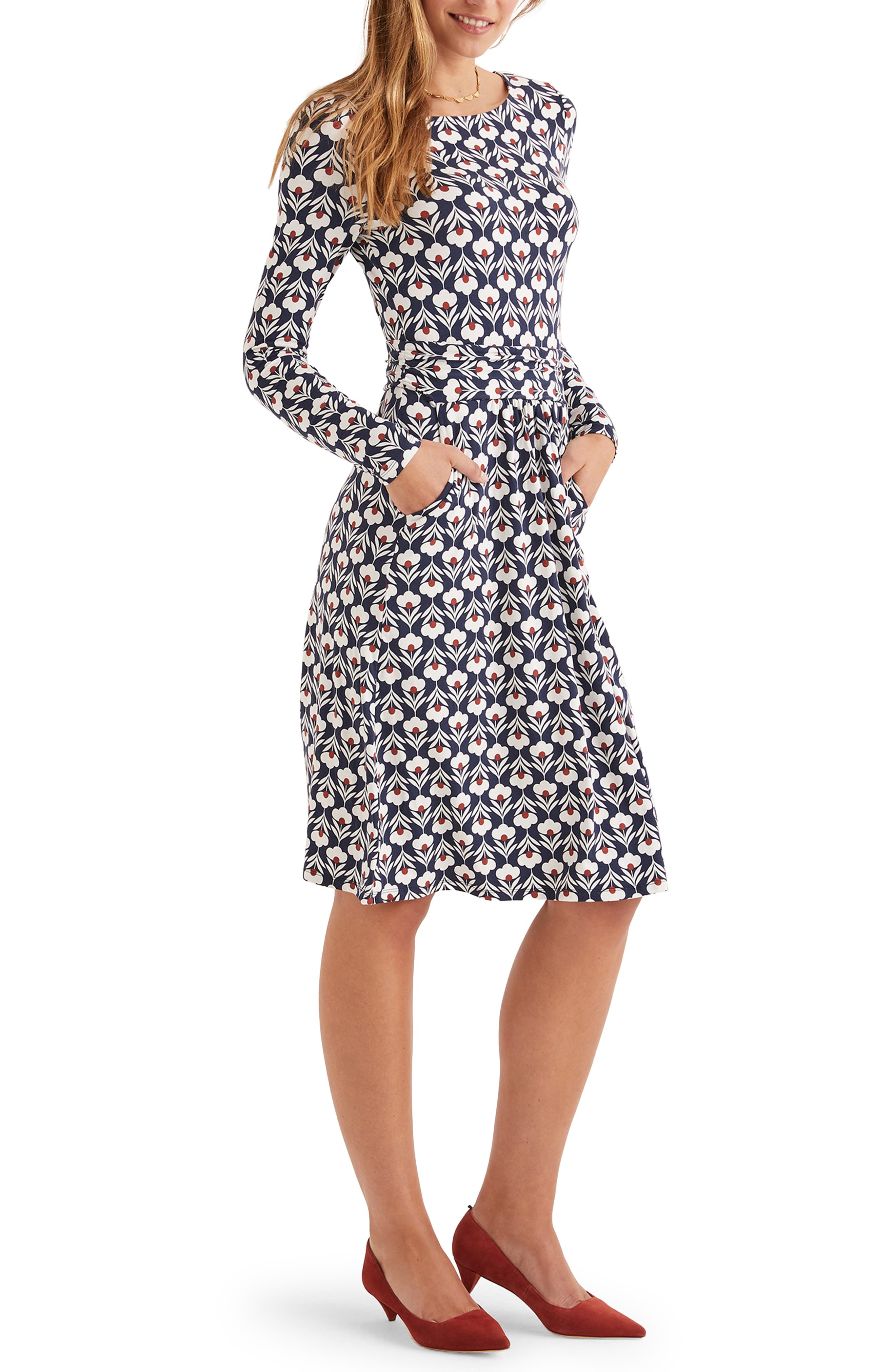 Boden Abigail Print Long Sleeve Jersey Dress Nordstrom