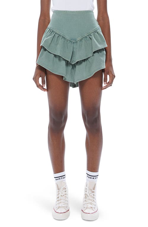 MOTHER The Ruffle Miniskirt in Ldf - Loden Frost
