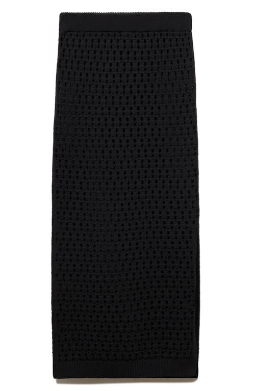 Mango Open Stitch Knit Midi Skirt In Black