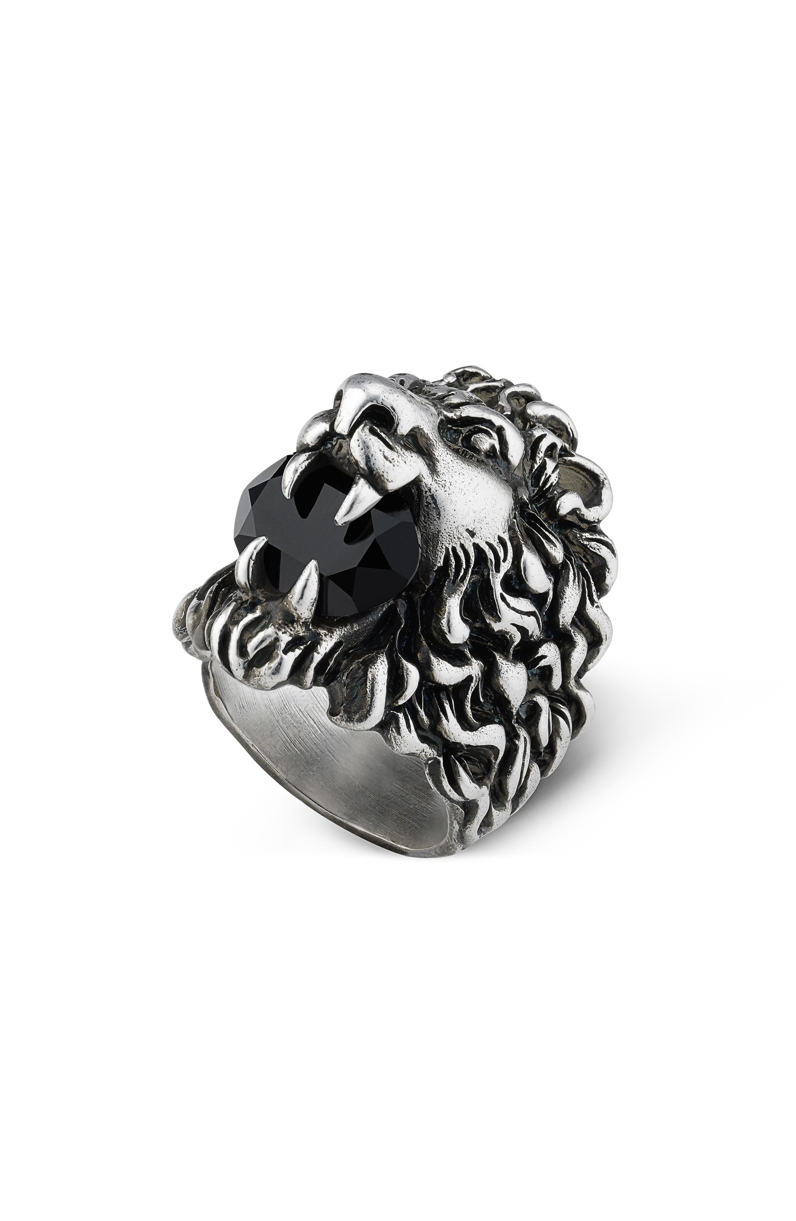 lion head ring with crystal