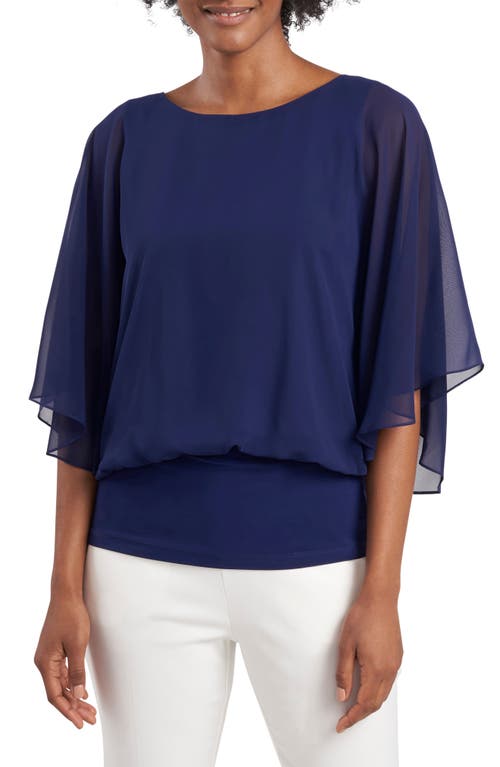 Chaus Knit Band Flutter Sleeve Blouse in Midnight