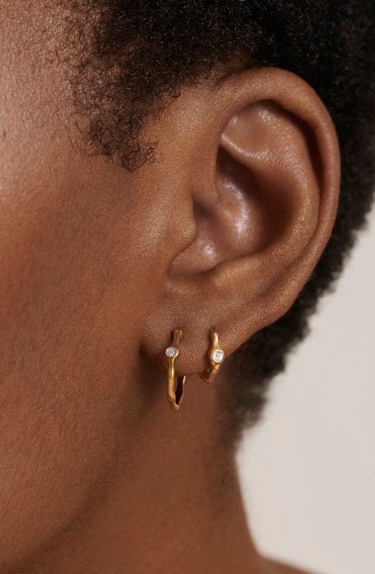 Monica Vinader Siren Diamond Huggie Hoop Earrings In 18ct Gold On Sterling
