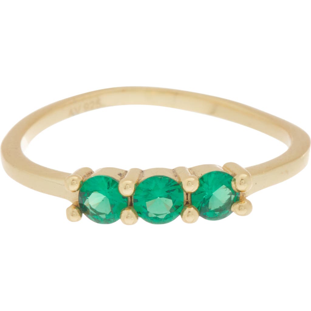 Shop Argento Vivo Sterling Silver 18k Gold Plated Sterling Silver Three-stone Ring In Gold/green