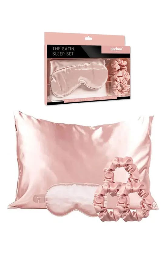Luxury Home Satin Sleep 5-piece Set In Pink