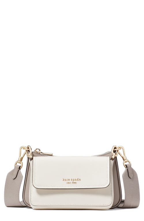 Kate Spade New York double up colorblock leather crossbody bag in Warm Taupe/Ivory at Nordstrom