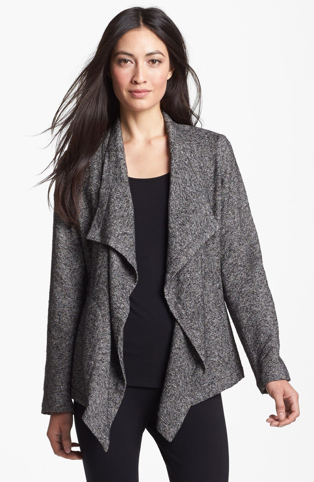 Eileen Fisher Drape Front Herringbone Tweed Jacket Nordstrom