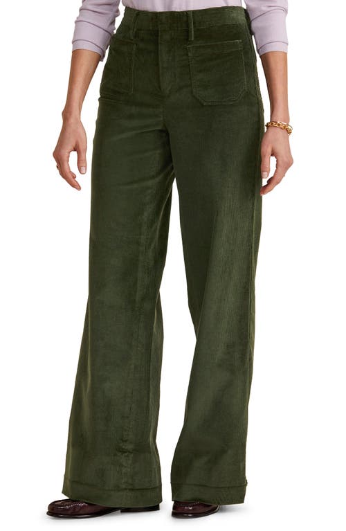 Wide Leg Corduroy Pants in Forest Olive