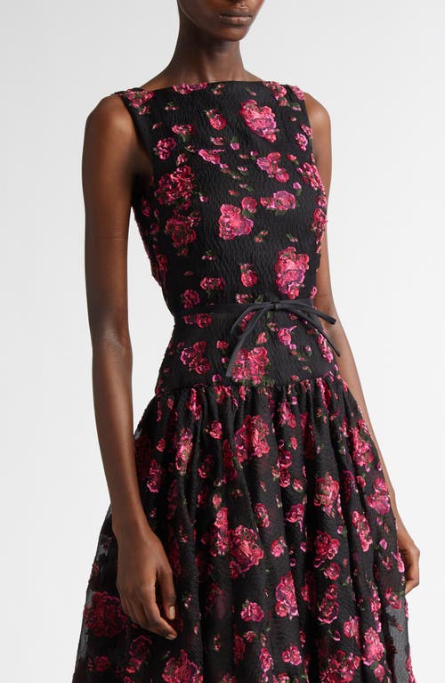 Shop Erdem Floral Fil Coupé Gown In Black