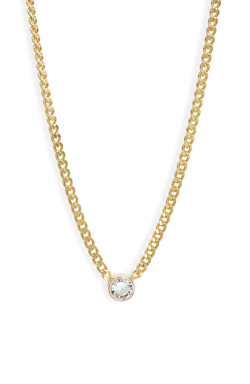 Fancy Bezel Pendant Necklace in Gold/White/round Cut