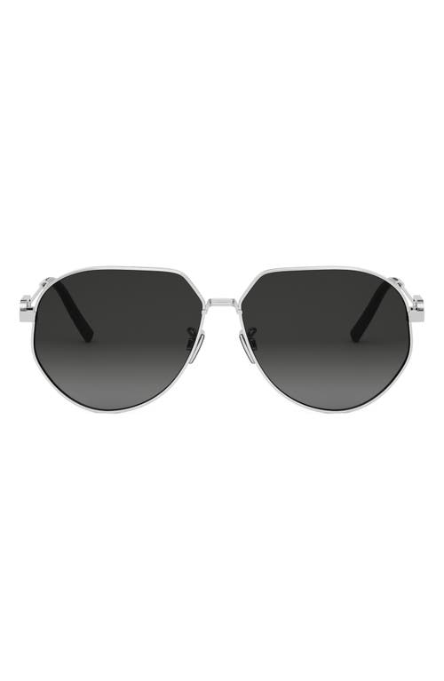 DIOR CD Link A1U 61mm Pilot Sunglasses in Shiny Palladium /Smoke 