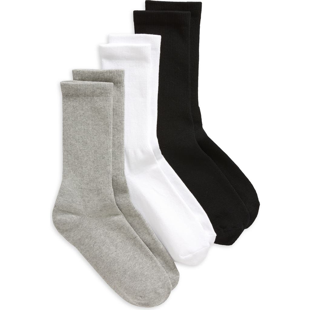 Nordstrom 3-pack Everyday Crew Socks In Black -grey -white