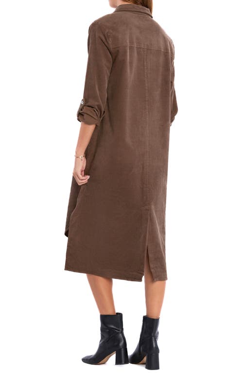 Wash Lab Denim Chill Out High-low Corduroy Shirtdress In Rich Coco