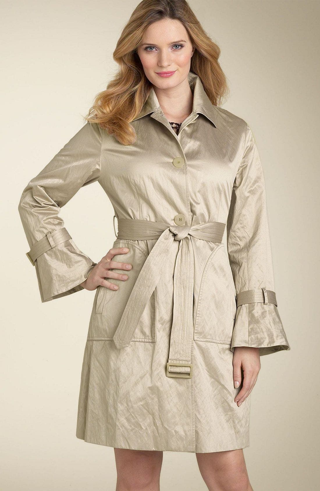 DKNY Belted Metallic Satin Trench Coat (Nordstrom Exclusive) Nordstrom