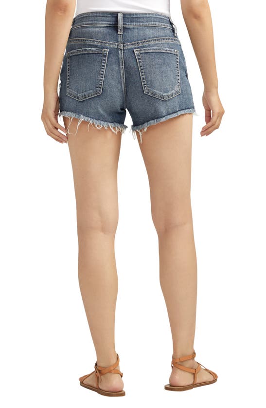 Shop Silver Jeans Co. Americana Mid Rise Boyfriend Shorts In Indigo