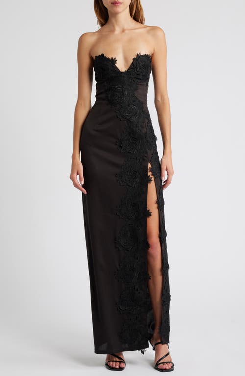 Lulus Elegant Mood Strapless Column Gown in Black 