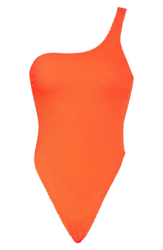Shop Good American Always Fits One-shoulder One-piece Swimsuit In Orange Cream001