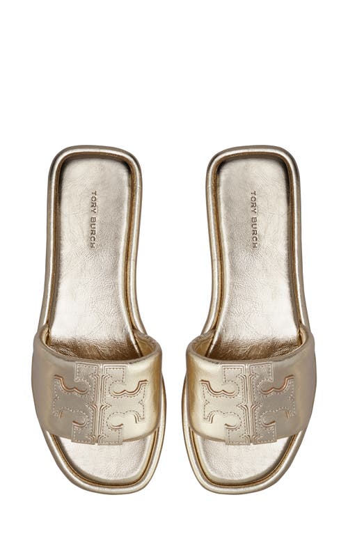 Tory Burch Double-T Leather Sport Slide Sandal Spark Gold at Nordstrom,