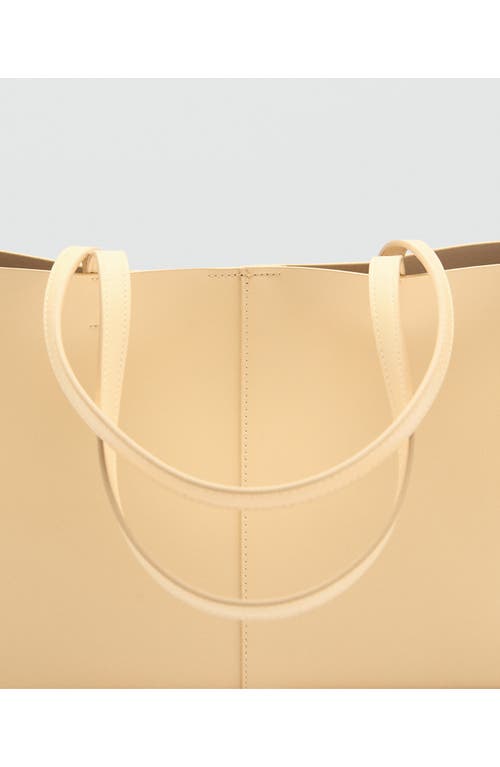 Shop Mango Faux Leather Shopper In Pastel Yellow