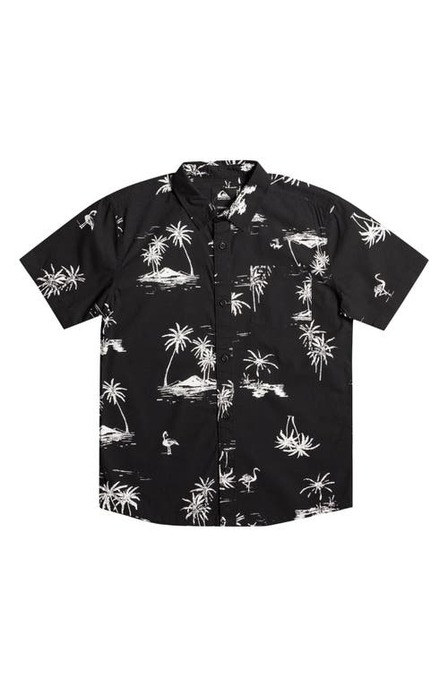 Quiksilver Kids' Out of Office Short Sleeve Button-Up Shirt in Black