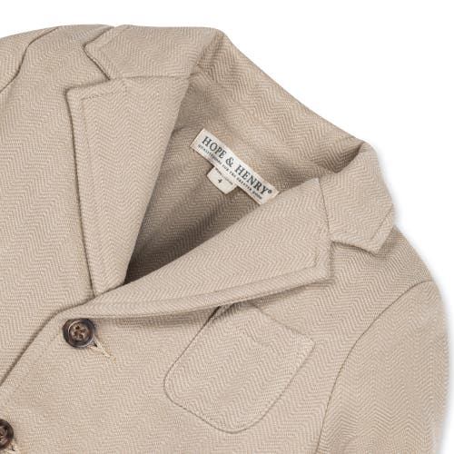Hope & Henry Boys' Fleece Blazer, Toddler In Taupe Herringbone Fleece