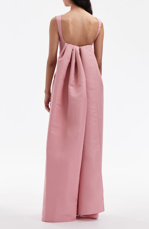 Oscar De La Renta Draped Back Faille Gown In Salmon