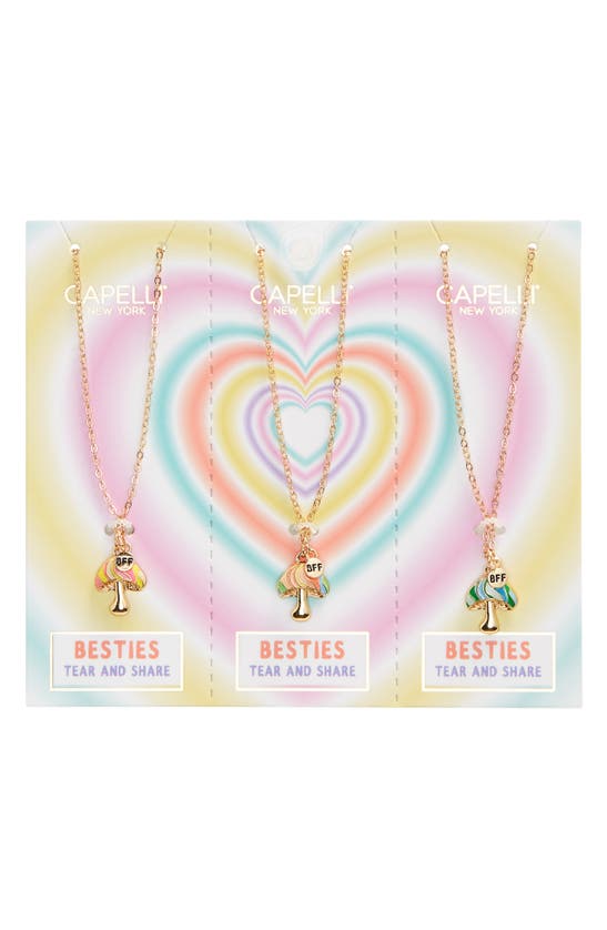 Shop Capelli New York Kids' Assorted 3-pack Bff Mushroom Pendant Necklaces In Multi