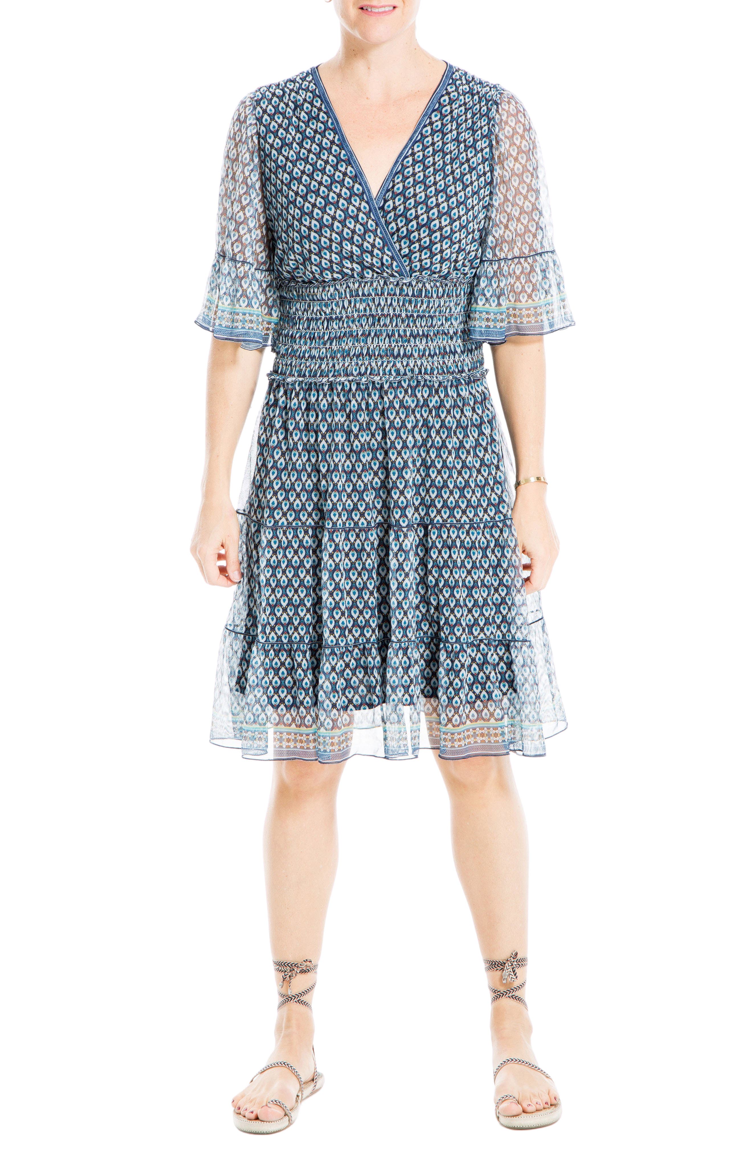 max studio flutter sleeve dress