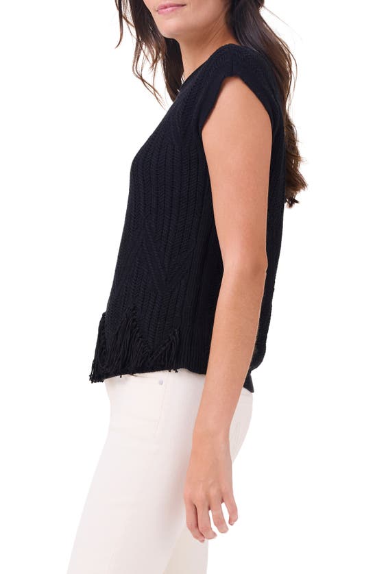 Shop Nic + Zoe Nic+zoe Openwork Sweater Top In Black Onyx