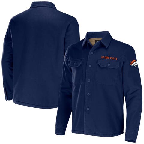 Men's Antigua Heather Gray/Charcoal Denver Broncos Carry Long Sleeve Button-Up Shirt