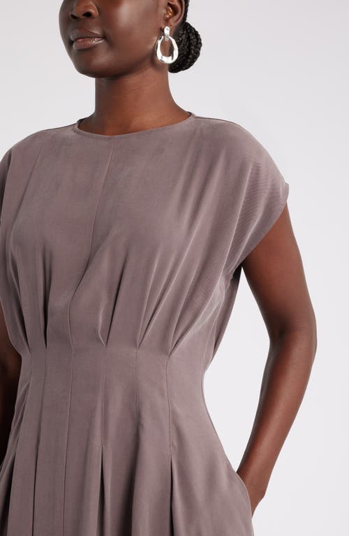 Nordstrom Pleated A-line Dress In Grey Plum
