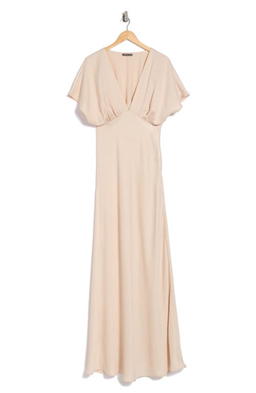 By Design Paige Dolman Sleeve Satin Dress In Champagne