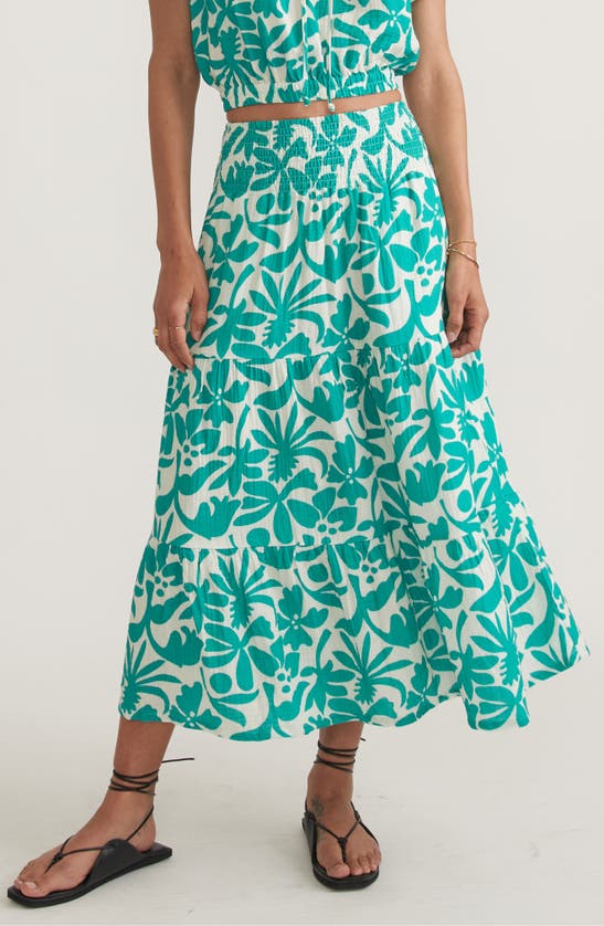 Shop Marine Layer Corinne Floral Double Cloth Maxi Skirt In Slushy Tropicali