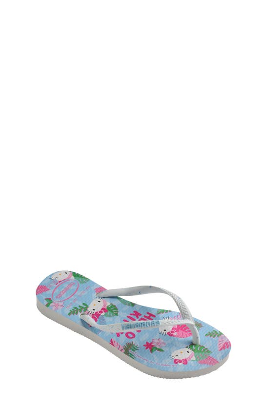Havaianas Kids' Hello Kitty Slim Flip Flop In White/blue