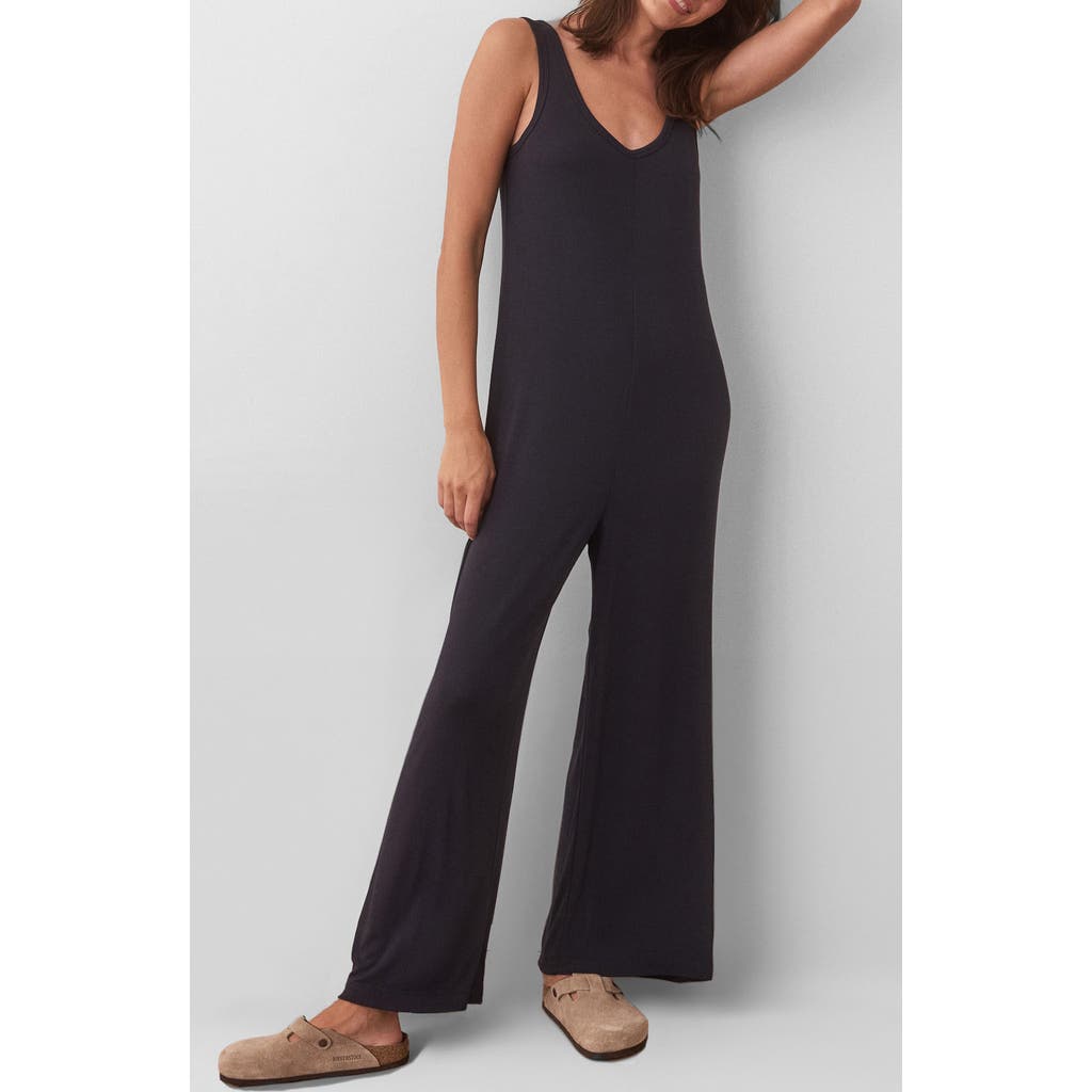 Shop Marine Layer Lexi Rib Lounge Jumpsuit In Navy