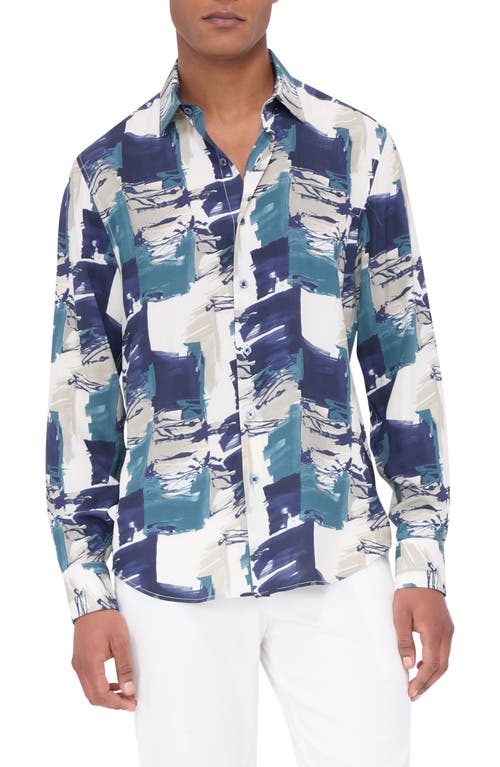 Shop Bugatchi Julian Paisley Ecovero™ Viscose Button-up Shirt In Navy Multi