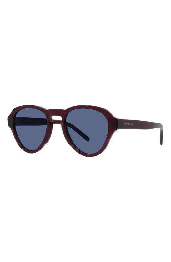 Shop Givenchy Gv Day 51mm Pilot Sunglasses In Shiny Bordeaux / Blue