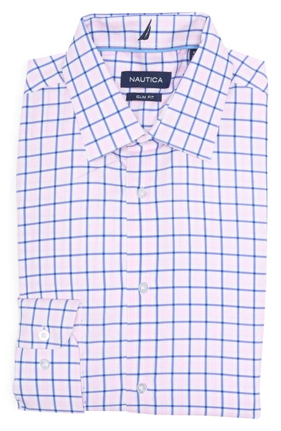Nautica Slim Fit Grid Stretch Button-up Shirt In White