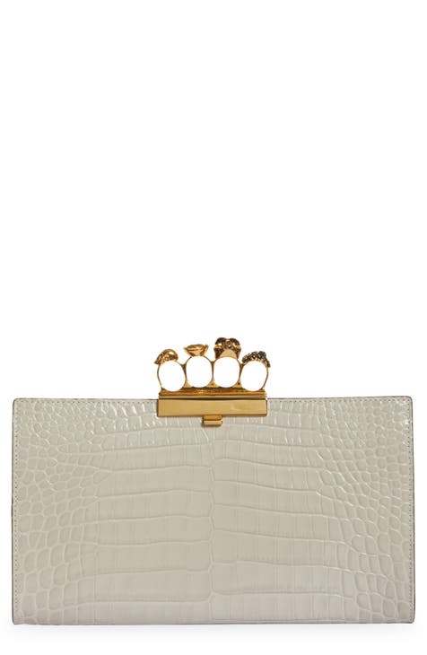 ALEXANDER MCQUEEN CLUTCH, navy nappa leather with iconic knuckle