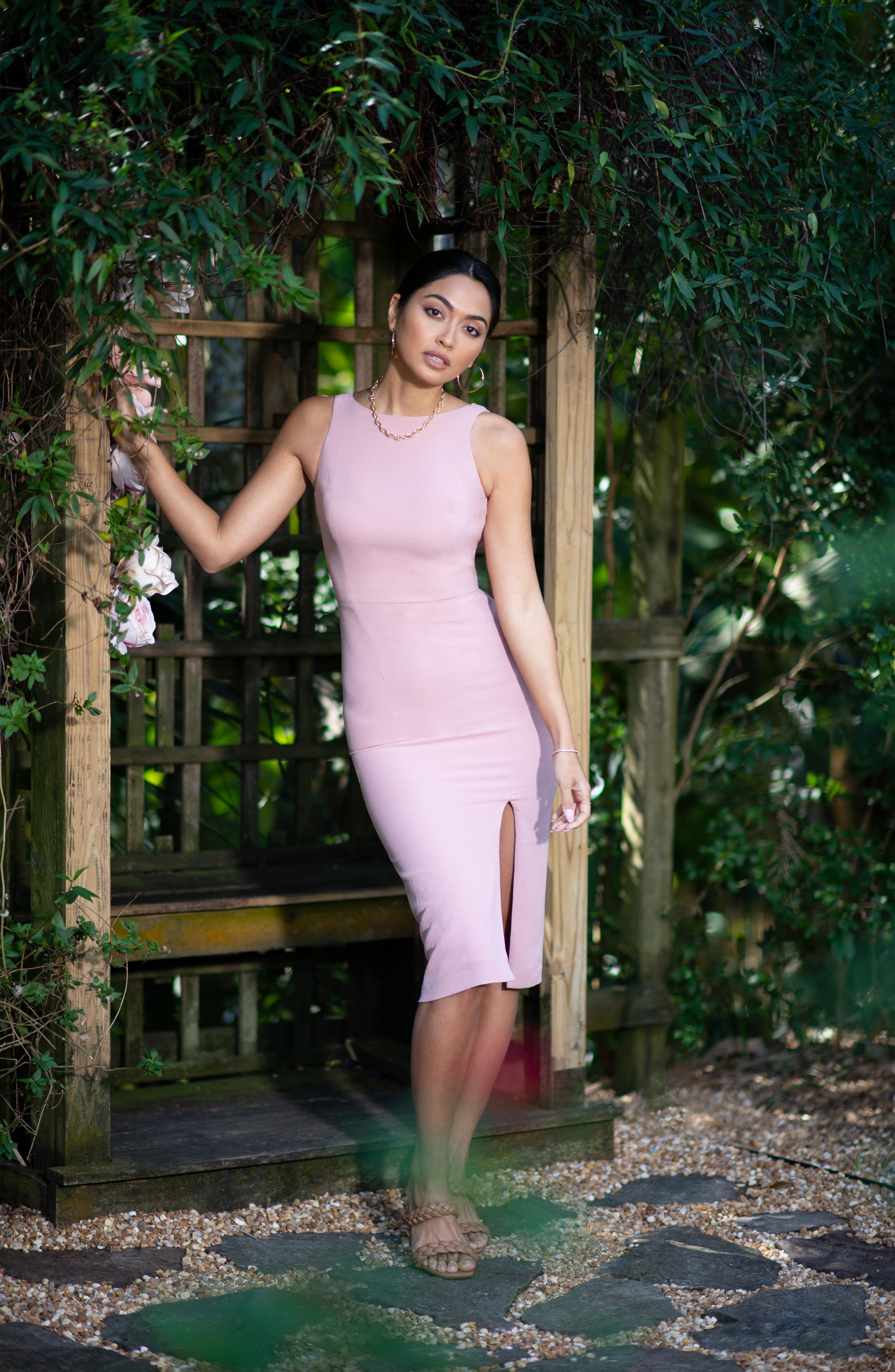 midi cowl back dress