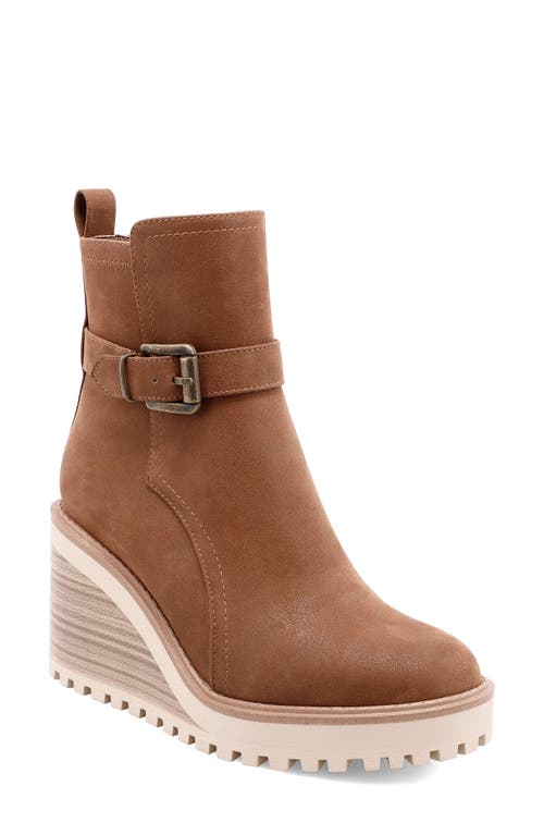 Mia Cleste Wedge Bootie In Cognac