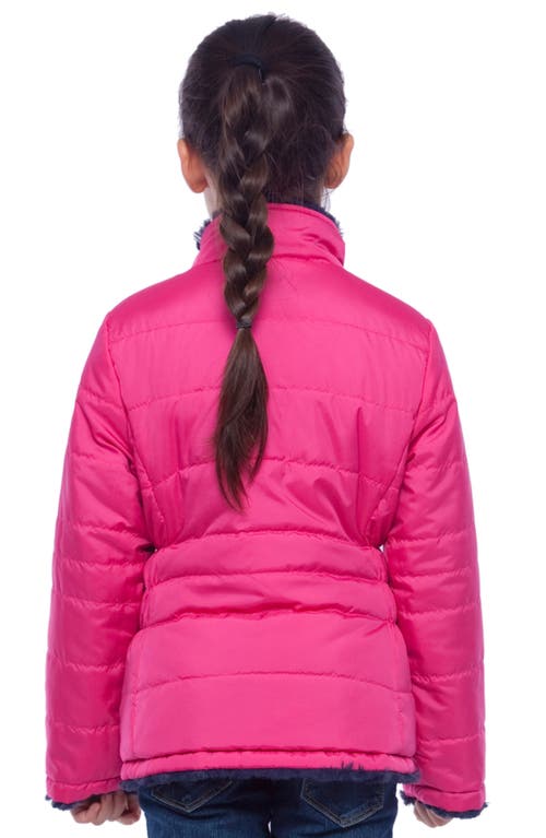 Shop Rokka&rolla Kids' Reversible Fleece Puffer Jacket In Navy Rose Pink