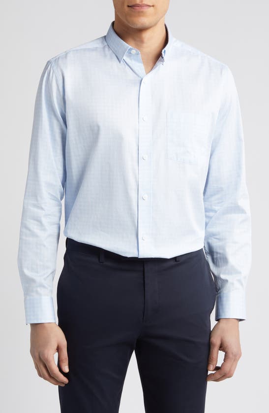Shop Johnston & Murphy Diamond Print Cotton Button-up Shirt In Blue