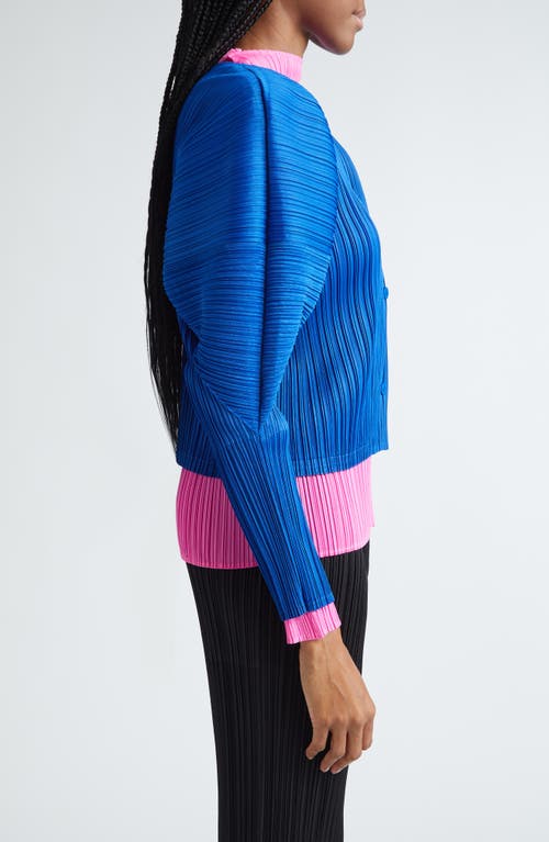 Shop Issey Miyake Pleats Please  Monthly Colors October Pleated Cardigan In Blue