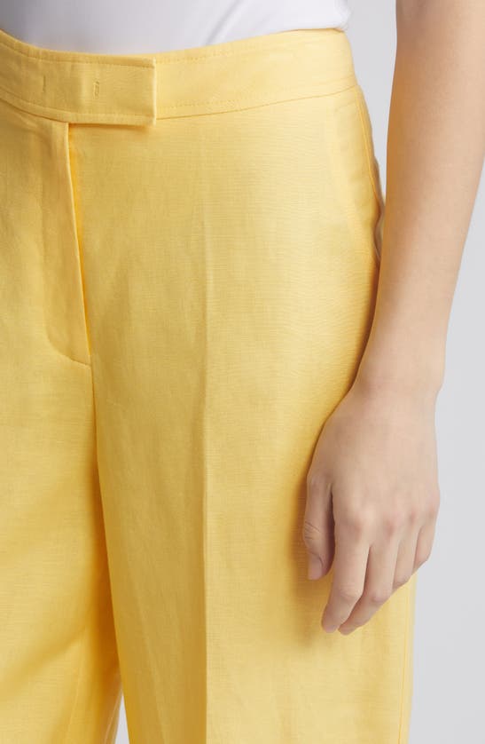 Shop Anne Klein Linen Blend Wide Leg Pants In Golden Yellow