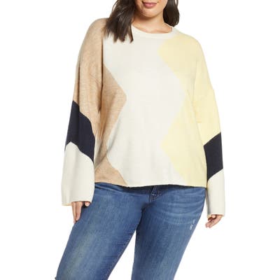 Plus Size Vero Moda Curve Rana New Block Sweater, US - Yellow