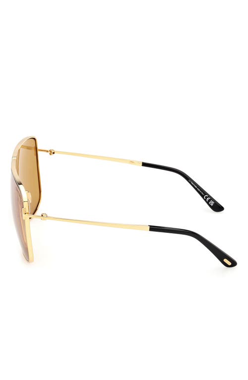 Shop Tom Ford Huxley 68mm Oversize Navigator Sunglasses In Shiny Deep Gold/amber