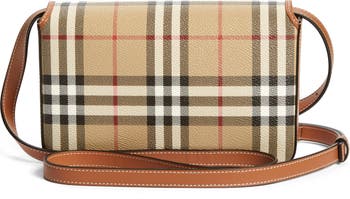 Burberry Hampshire Vintage Check Canvas & Leather Crossbody Bag