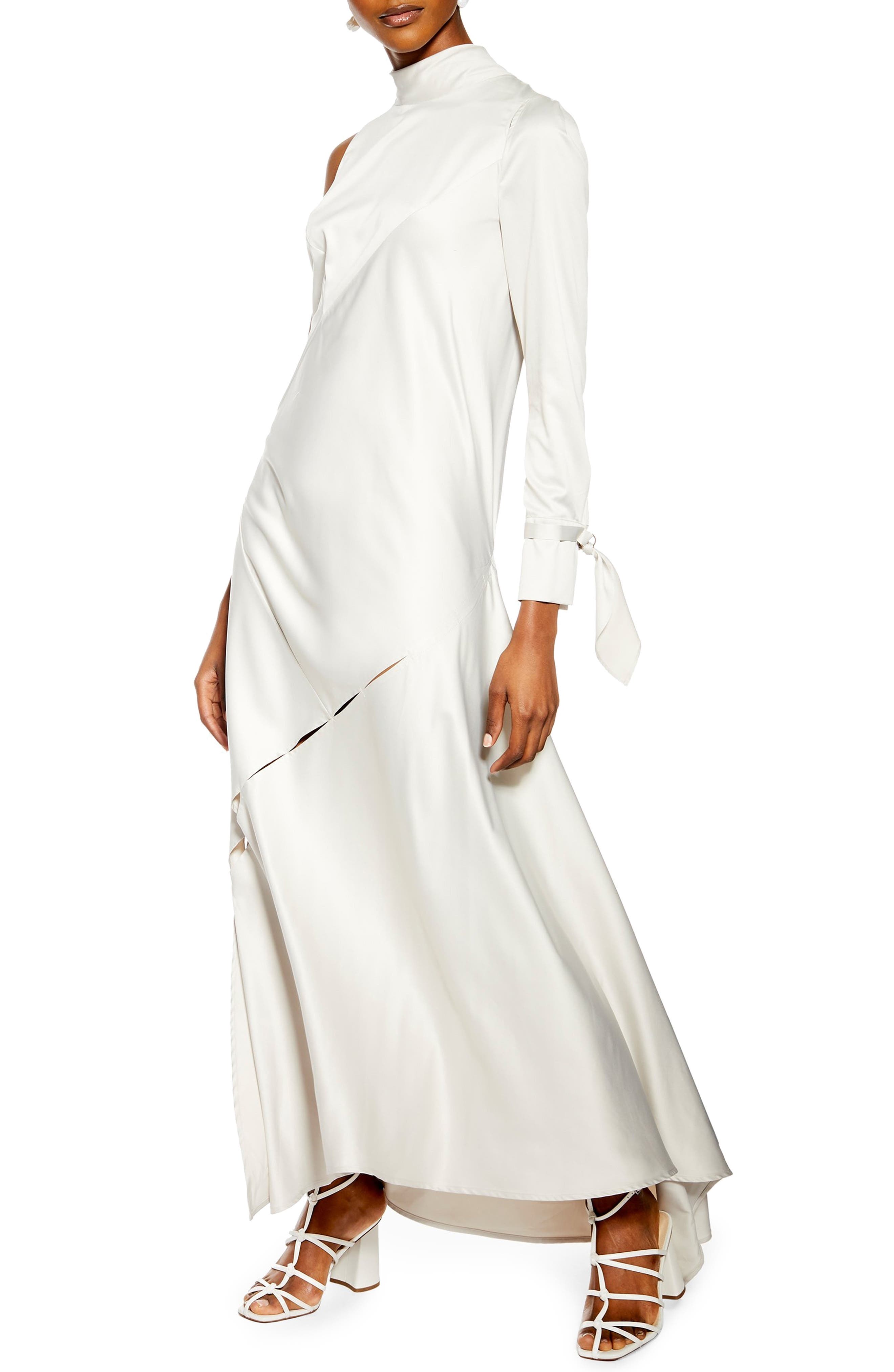 Topshop One-Sleeve Maxi Dress, US (fits like 6-8) - Grey