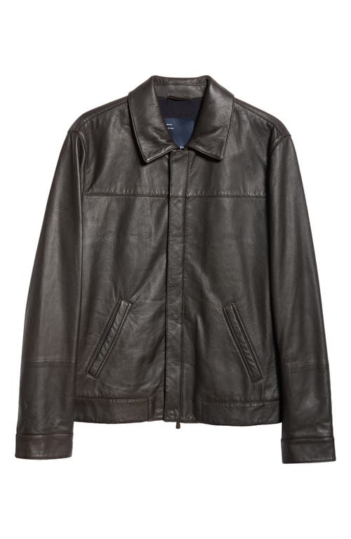 Lambskin Leather Bomber Jacket in Brown