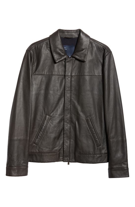 Shop Thom Sweeney Lambskin Leather Bomber Jacket In Brown